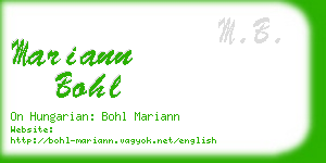 mariann bohl business card